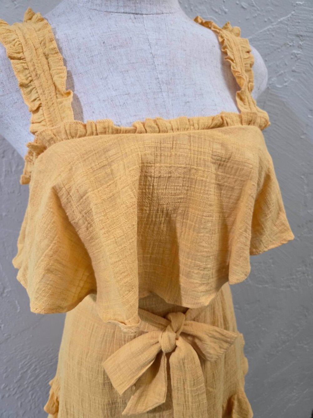 Yellow Ruffle Mini Dress‎ - Picture 4 of 4